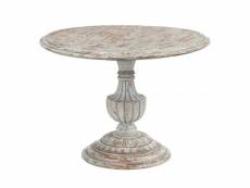 Table ronde baroque en mini blanchi 102cm worn