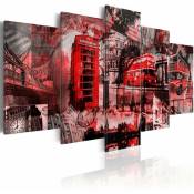 Tableau collage 5 fêtes - 100 x 50 cm - Rouge et Gris