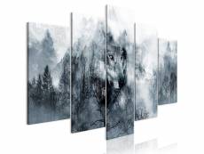 Tableau sur toile en 5 panneaux décoration murale image imprimée cadre en bois à suspendre prédateur des montagnes (5 pièces) large 200x100 cm 11_0003