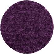 Tapis cosy rond à poils longs violet 200x200cm