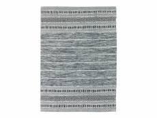 Terra cotton bande externe - tapis 100% coton blanc-noir 190x290