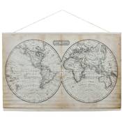 The Home Deco Factory - Tableau toile Mappemonde - Blanc