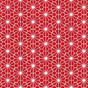 Tissu imprimé fleurs octogonales - Rouge - 1,4 m