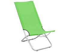 Vidaxl chaises de plage pliables 2 pcs vert tissu