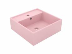 Vidaxl lavabo carré de luxe à trop-plein rose mat