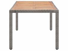 Vidaxl table de jardin gris 190x90x75cm résine tressée