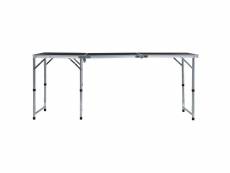 Vidaxl table pliable de camping gris aluminium 180x60 cm 48175