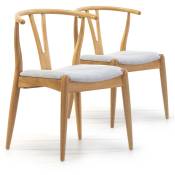 Vs Venta-stock - Pack 2 chaises Rustic, Couleur Chêne, Bois Massif, 55 cm x 54,5 cm x 76 cm - chêne