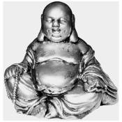 Anaparra - Statue Bouddha richesse 17cm. Pierre reconstituée Couleur Argent