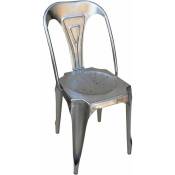 Antic Line Créations - Chaise Vintage en métal Argent