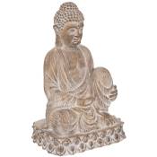 Atmosphera - Statue décorative Bouddha en magnésie Effet Bois h 67 cm intérieur ou extérieur Beige lin