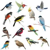 Autocollants muraux en forme de petits oiseaux colorés volants britanniques, autocollants muraux amovibles, décorations de jardin, affiche pour