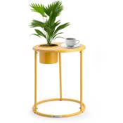 Blumfeldt - Table Basse Ronde avec Pot de Fleur Petite Table Basse Salon Moderne et Design en Acier Inoxydable Tables Basses Noir Meubles de Salon