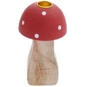 Bougeoir en bois champignon 8,5 cm