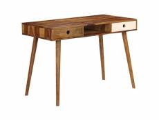 Bureau table meuble travail informatique 110 cm bois solide de sesham helloshop26 0502103