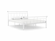 Cadre de lit blanc métal 140x200 cm