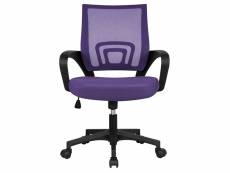 Chaise de bureau à roulettes maille mesh avec accoudoirs violet