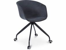 Chaise de bureau tapissée avec accoudoirs - chaise de bureau à roulettes - noir et blanc - jodie gris foncé