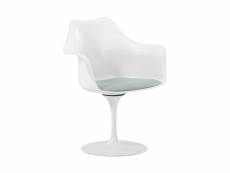 Chaise de salle à manger avec accoudoirs - chaise pivotante blanche -tulipan gris clair