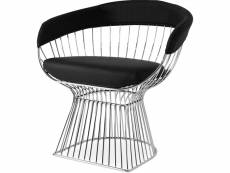 Chaise de salle à manger avec accoudoirs - simili cuir et métal - barrel noir