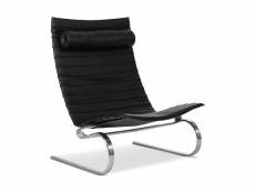 Chaise longue - by20- cuir premium noir