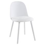 Chaise moderne blanche avec un coussin d'assise en velours blanc Koupa