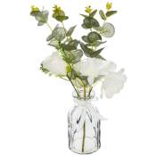 Composition eucalyptus artificielle vase verre H39cm