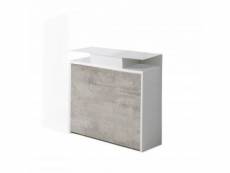 Console extensible design balto plus avec tables dépliables gris béton-chaises intégrées blanc mat-structure blanc 20100892913