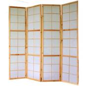 Décoshop26 - Paravent 4 panneaux pans en bois naturel et papier riz 175x176cm