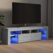 Design In - Meuble tv avec lumières led, Banc tv, Support de Télévision, Meuble tv de salon Gris béton 140x36,5x40 cm YHJ79047