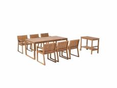 Ensemble de jardin en bois avec 6 chaises et table à roulette sassari 79813