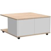 FMD - Table basse mobile 70x70x36 cm Ch�ne et blanc