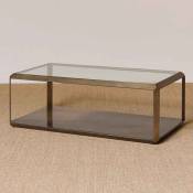 Grande table basse verre fer doré 43x68x128cm - Doré
