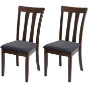 HHG - 2 x chaises de salle à manger 525 tissu/textile bois massif cadre foncé, gris foncé - grey
