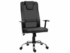 Homcom fauteuil de bureau ergonomique hauteur assise réglable pivotant 360° revêtement synthétique et maille noir