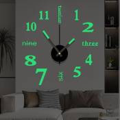 Horloge lumineuse silencieuse diy horloge murale numérique tridimensionnelle salon horloge murale numérique autocollante ménage 50cm de diamètre