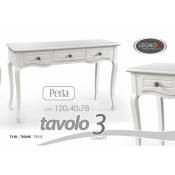 Iperbriko - légante table shabby blanche 120x40x78h trois tiroirs