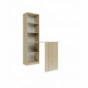 Kaffi - Bureau avec bibliothèque style scandinave bureau - 50x125x181 - 5 tablettes Sonoma - Sonoma