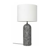 Lampe basse blanche base grise en marbre XL Gravity