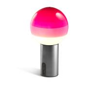 Lampe portable en métal et verre soufflé rose et