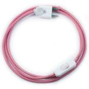 Ledbox - Câble textile avec interrupteur et prise, 2x0.75mm, 2m,