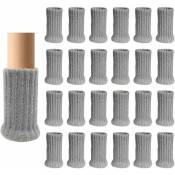 Linghhang - Lot de 24 chaussettes de chaise,Gris, double tricot épais pour pieds de chaise, pieds antidérapants, protègent le sol - grey