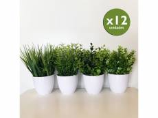 Lot de 12 plantes artificielles assorties de 23 cm