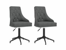 Lot de chaises pivotantes de salle à manger 2 pcs gris foncé velours - gris - 57 x 52 x 101,5 cm