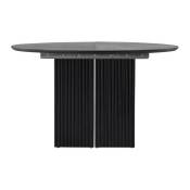 Matilda table de salle à manger Ø130cm, extenstible avec plateaux supplémentaires noir. - Noir