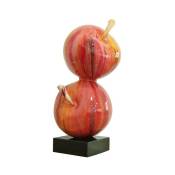 Meubletmoi - Sculpture pommes 49 cm laquée rouge acidulé