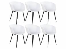 Montana - lot de 6 chaises polypropylène blanc et