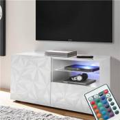 Nouvomeuble Meuble TV LED 120 cm laqué blanc design