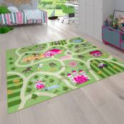 Paco Home - Tapis pour enfants, Tapis de jeu pour chambres d'enfants, Paysage et chevaux, En vert 80x150 cm