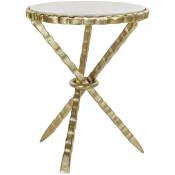 Pegane - Table d'appoint en marbre et aluminium coloris blanc / doré - diamètre 43 x hauteur 54 cm
